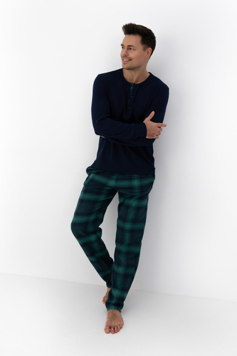 Pigiama Luke Sensis da uomo - cotone, lungo, a quadri verdi