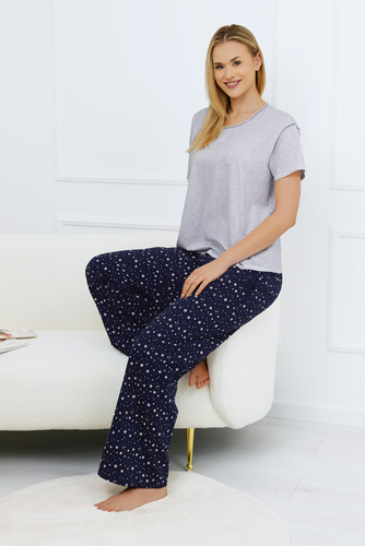 Arugia Pigiama donna manica corta, pantalone lungo Moda italiana - melange/stampa