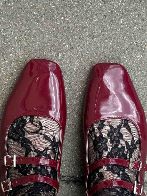 Calze I1100 Ismena Fiore – Calze in pizzo con motivo floreale, rouches, eleganti