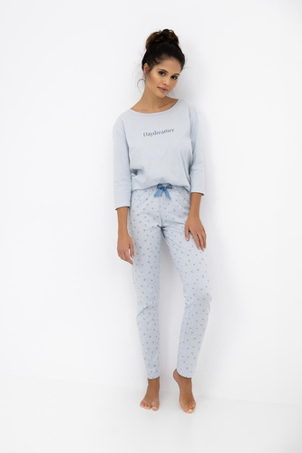 Daydreamer Sensis pigiama 3/4 donna tortora - pigiama blu in cotone con pantaloni lunghi