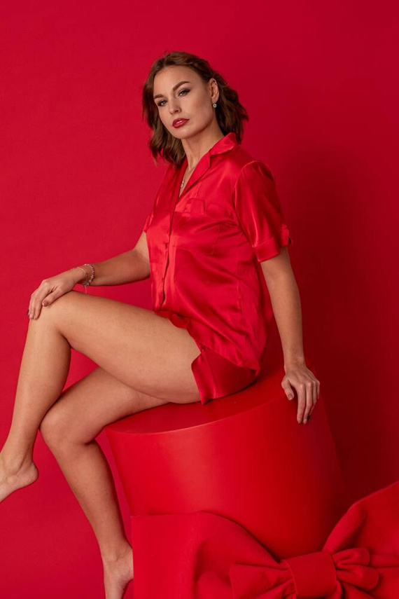 762 Cordelia Pigiama donna in maglia De Lafense - rosso