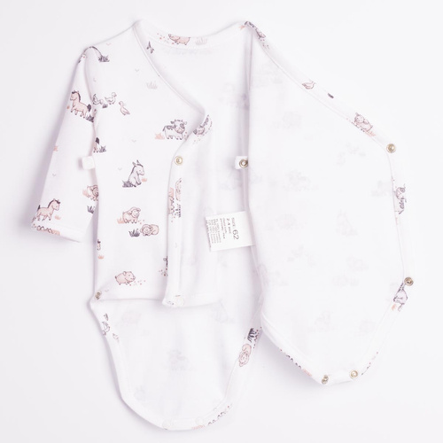 228094 Nicol FARMA Body neonatale a portafoglio in cotone con animali