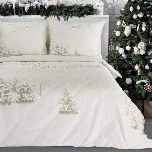 Biancheria da letto natalizia a fiocco di neve in microfibra Eurofirany, morbida, leggera e di facile manutenzione, con chiusura a zip