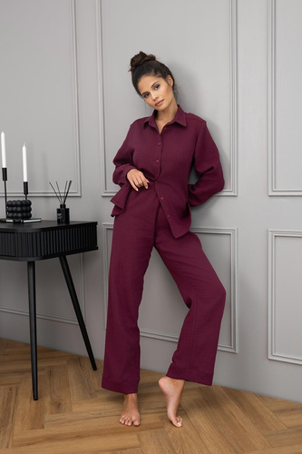 Pigiama Sensis Colette donna - mussola di cotone, maniche lunghe, abbottonato