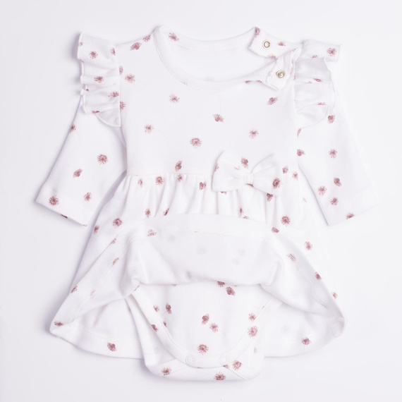 226159 Nicol vestito-body bambina ecru manica lunga con fiori
