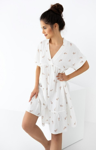 Camicia da notte Nastia in mussola Sensis - ecrù