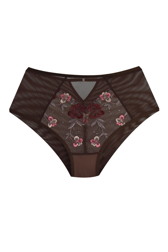 Slip da donna Mediolano 19255 in pizzo ricamato colore cioccolato scuro marrone