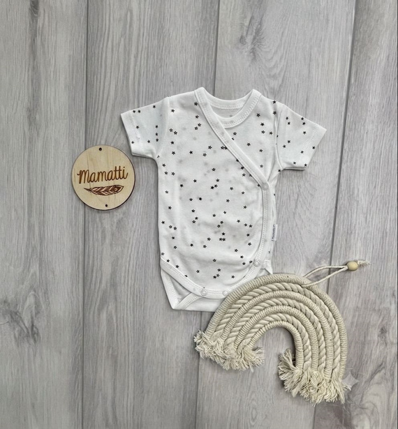 Mamatti BK16225 Body incrociato neonato manica corta stelle