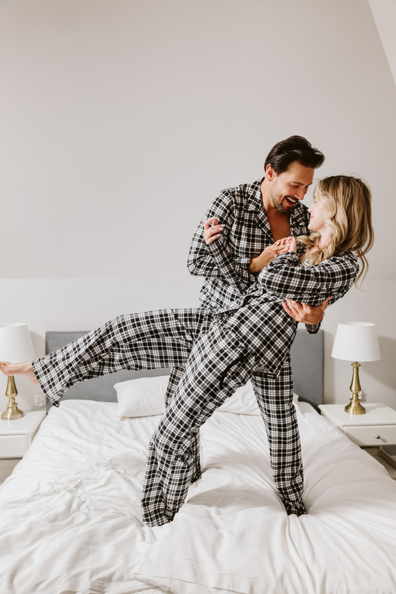 Pigiama da donna Klara - 100% cotone, manica lunga e pantaloni Moda italiana