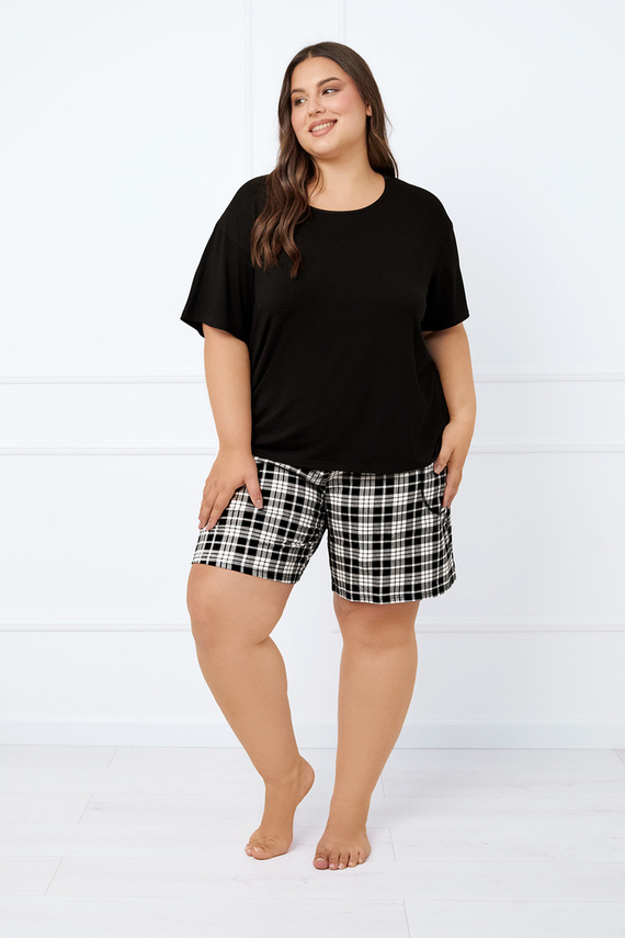 Klara Pigiama da donna a maniche corte, pantaloni corti Moda italiana - nero/stampa