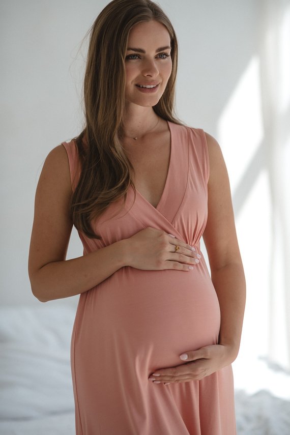 Star Light Camicia da notte in gravidanza e allattamento rosa erbacea Milk&Love- viscosa di bambù | Comfort e femminilità