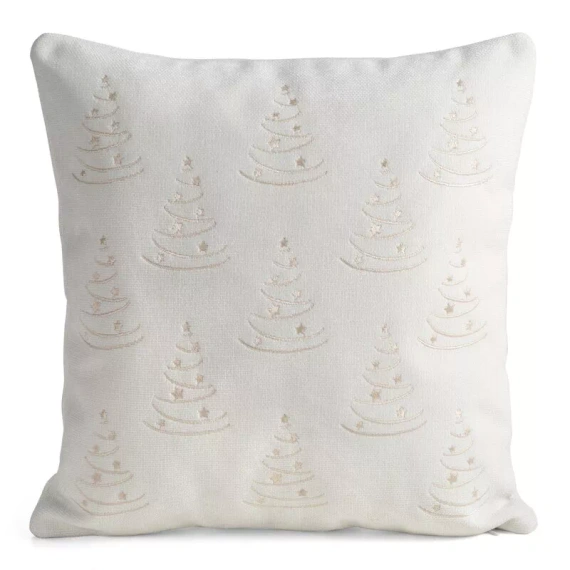 CHP308 Federa natalizia Eurofirany 45x45 con paillettes 3D stelle beige