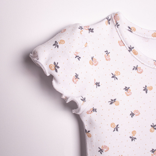 Body per bambina Nicol 220095 con maniche corte, cotone, fiori delicati
