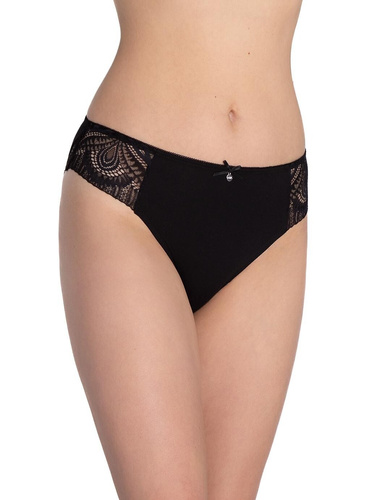 Lama L-1588 BI slip bikini in pizzo di cotone nero/beige, confezione da 2