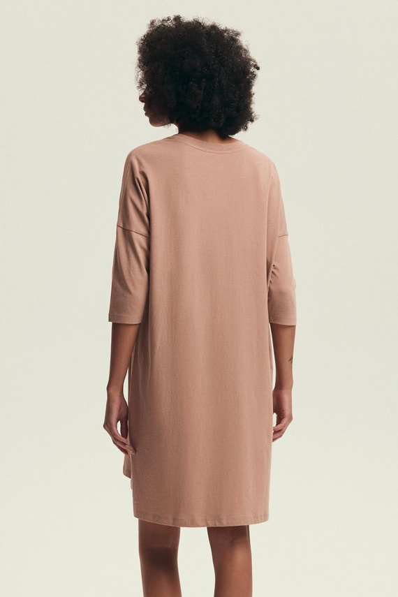 43692 Dextra Camicia donna Henderson in cotone color pesca, manica 3/4, stampa