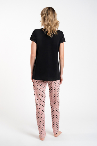 Buscato Pigiama da donna manica corta, pantaloni lunghi Moda italiana nero/stampa