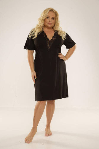 640 Noela - Camicia da notte taglie forti - Nero