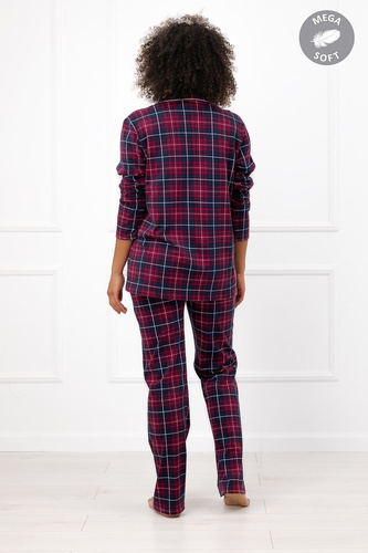 Italian Fashion Alana Pigiama donna in cotone, lunga, aperta, a quadri