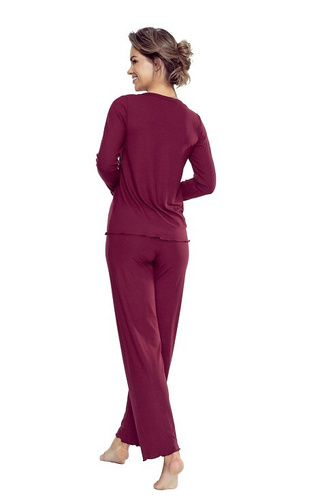 Rosaria Eldar First Lady maroon - Pigiama da donna in viscosa, set con pantaloni lunghi