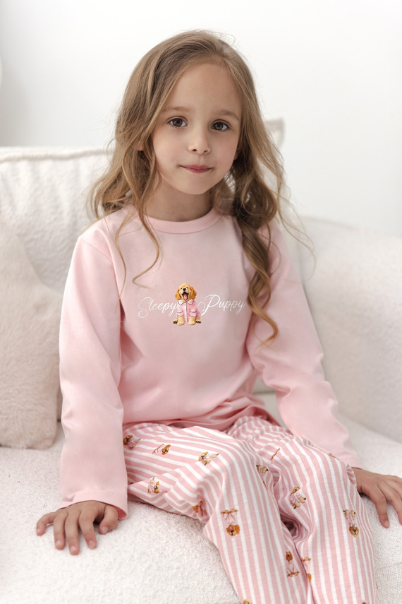 Pigiama bambina Taro 3647 Nola rosa 100% cotone manica lunga