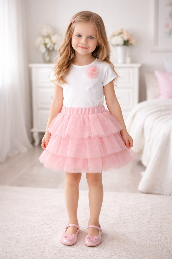 Gonna tulle bambina Bambarillo leggera elegante comoda per ogni giorno pink