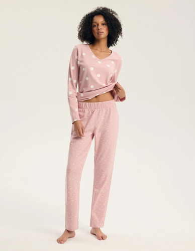 Pigiama da donna Henderson Ginni 45419 100% cotone manica lunga gatti grigia