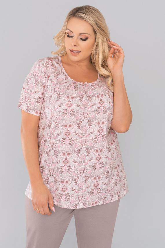 Kalmia Pigiama da donna manica corta, pantaloni 3/4 Stampa italiana