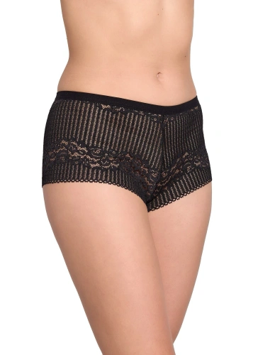 Gabidar 211 shorts da donna, slip in cotone con pizzo e ampie fasce laterali - nero