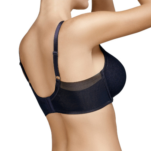 Reggiseno imbottito Katia Selene nero - con scollatura profonda e inserti in tulle