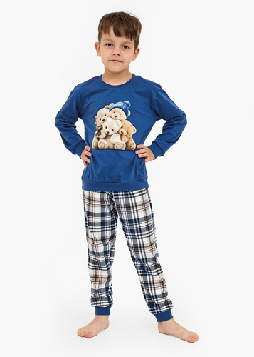 593/174 966/174 Pigiama da bambino Cornette Bears | Cotone, manica lunga, pantaloni a quadri
