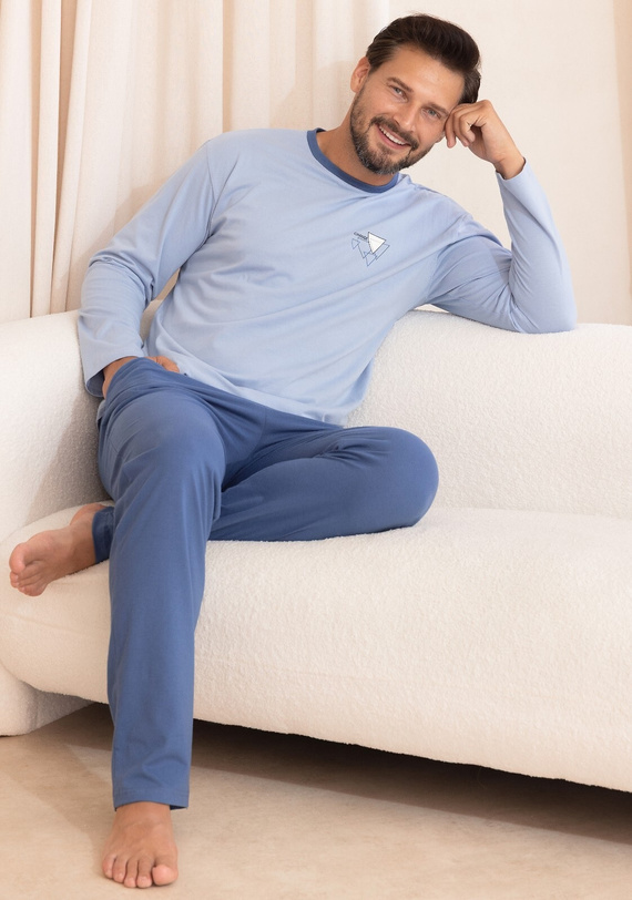 Pigiama uomo Regina 6010 100% cotone manica lunga comoda per tutto l'anno beige