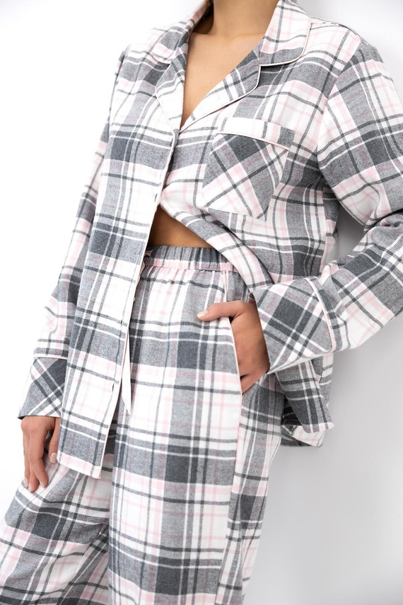 Pigiama donna Sensis Monroe con apertura, 100% cotone interlock, motivo fiocchi di neve