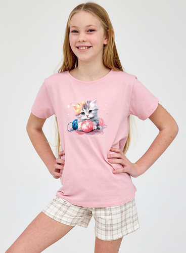 Pigiama bambina Cornette Kitty cotone manica corta pantaloncini