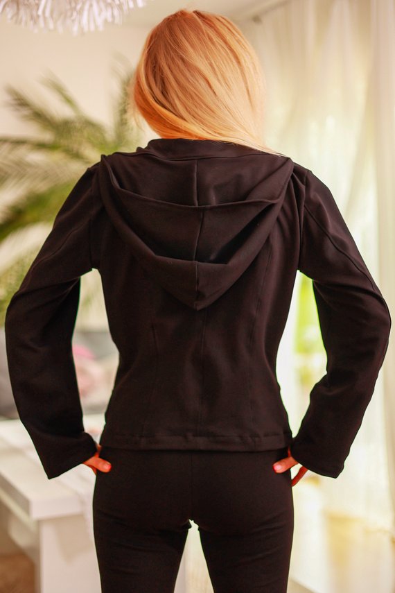 Adela - giacca con cappuccio da donna, 95% cotone 5% elastan | marchio polacco Mirale - nero