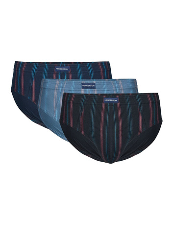 Slip da uomo Henderson 1446 K714 3 pezzi 100% cotone blu navy, grigio, nero