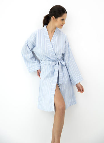 Asteria Sensis accappatoio kimono in cotone blu a righe