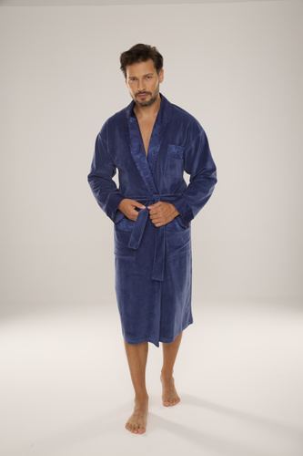 868 Nobile accappatoio da uomo in velluto De Lafense - elegante, morbido, pregiato, denim