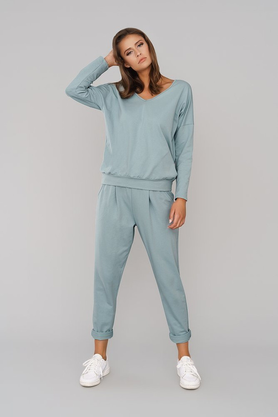 Karina Donna set manica lunga, pantaloni Moda Italiana - menta