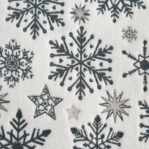 Eurofirany Coperta natalizia bianca blu navy fiocchi di neve - morbido copriletto in microfibra, 240 g/m²