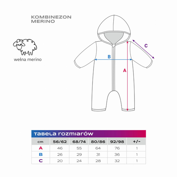 Tuta per neonato in lana merino Eevi - blu navy, morbida e traspirante