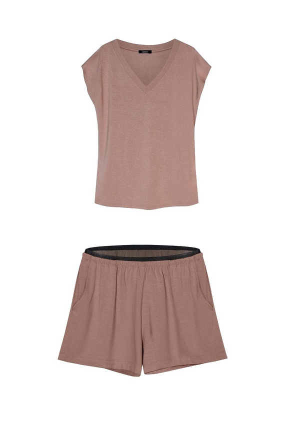 Shorts pigiama Mefemi Mila PDI1 viscosa morbidi comfort mokka
