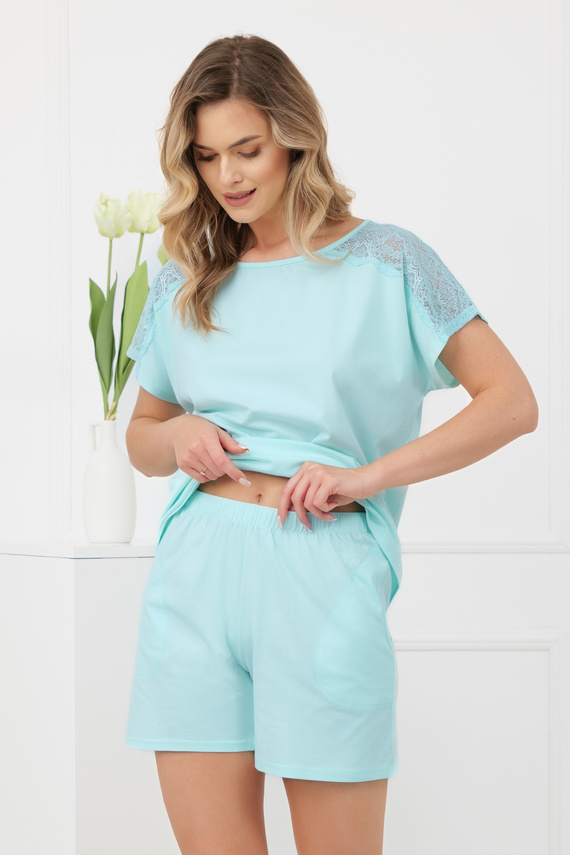 Pigiama donna Sensual Italian Fashion cotone pizzo shorts