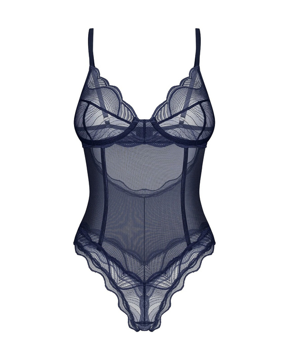 Body Nightly Blue Crotchless Obsessive – body in pizzo con ferretto blu
