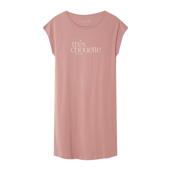 Camicia da notte da donna 44490 Emela pesca Henderson, 100% cotone, manica corta, mezza scollatura rotonda