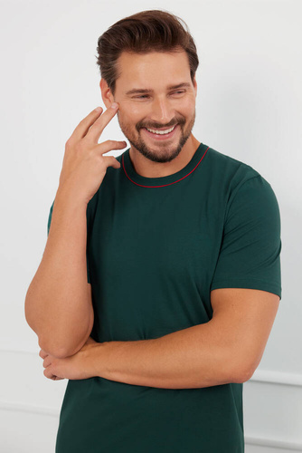 Fogo Pigiama da uomo a maniche corte, pantaloncini Moda italiana - verde/stampa