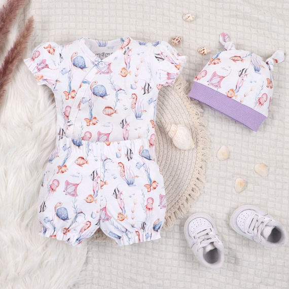 ABN-5489 Pantaloncini da bambino in cotone biologico Underwater World Nine, per bambina