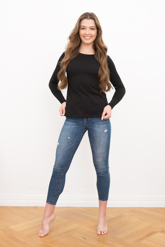 Camicetta Ibiza da donna a maniche lunghe Moda italiana - nero