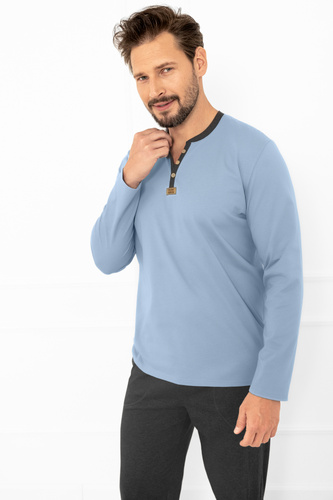 Pigiama uomo Julius Moda italiana in acciaio - cotone, camicia con bottoni