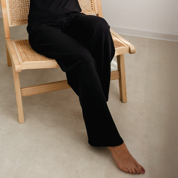 Eevi for Women Pantaloni da donna neri - Allentati, Cotone + Modal, Comodi