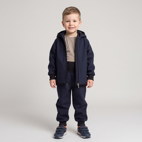 Nicol Pantaloni softshell bambini 229054 con pile, vita alta, polsini - blu scuro